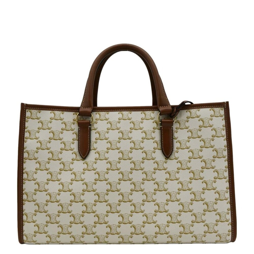 Celine  Horizontal Cabas Triomphe Canvas Tote Cream - Picture 3 of 13